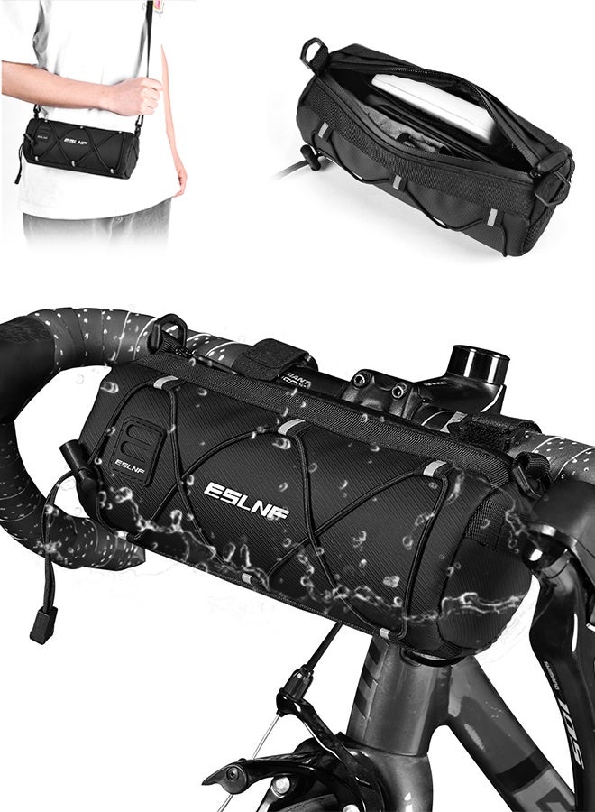 ESLNF Bike Handlebar Bag, Bicycle Front Bag Frame Storage Roll Bag Mountain Road Bikes Commuter Shoulder Bag Professional Cycling Accessories - Image 1